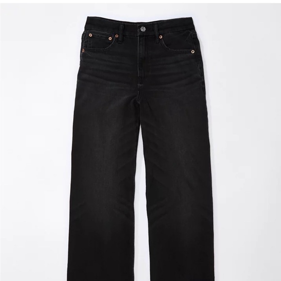 NWT AMERICAN EAGLE 🦅 BLACK WASH HI RISE CROP FLARE - Picture 8 of 16